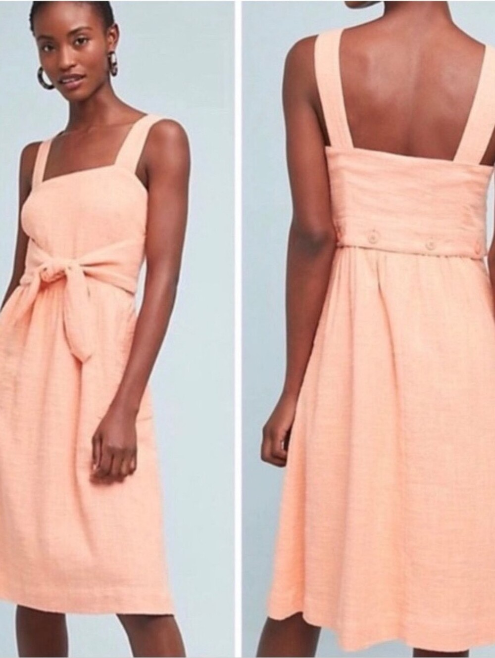 Anthropologie Meadow Rue St Ingalls Peach Floral Tie Waist Summer Dress Sz 00
